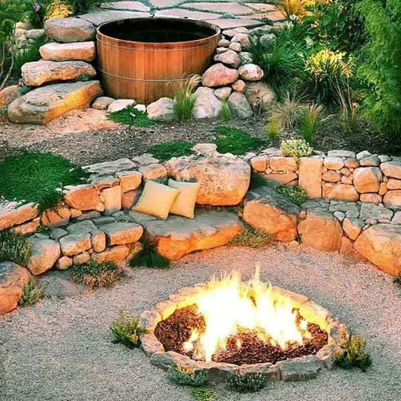Fire Pit In Rock Garden